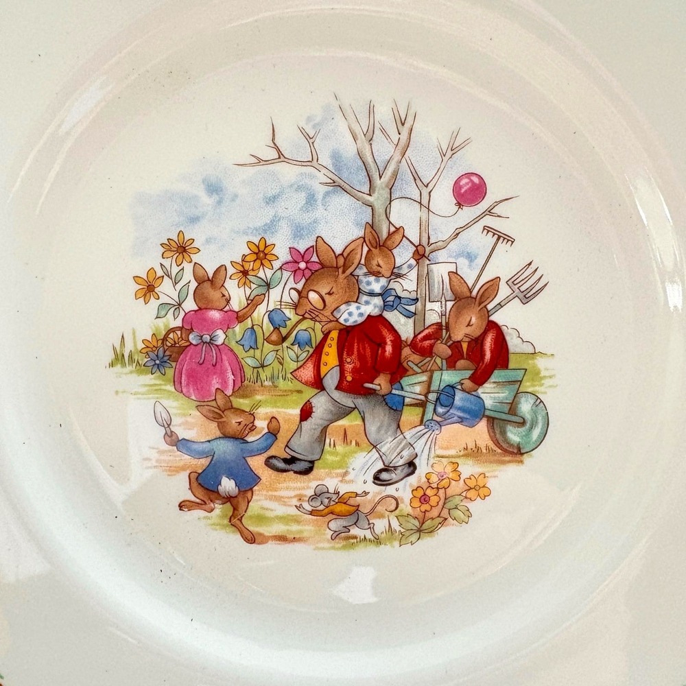 Peter Rabbit Plush & Royal Doulton Bunnykins PlateLot Nursery Gift Easter Rabbit - Picture 3 of 9